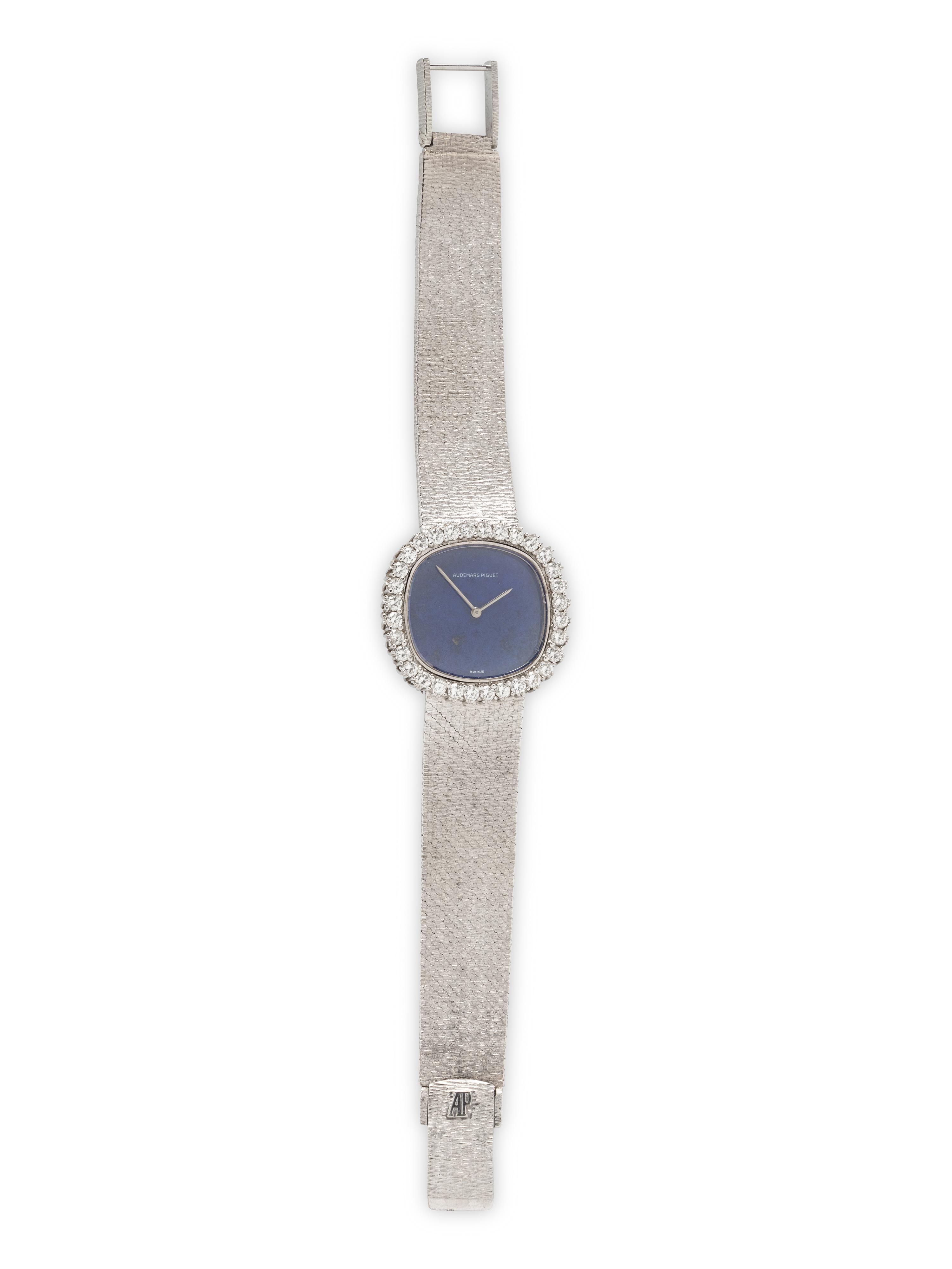 AUDEMARS PIGUET, 18K WHITE GOLD, DIAMOND AND LAPIS LAZULI WATCH