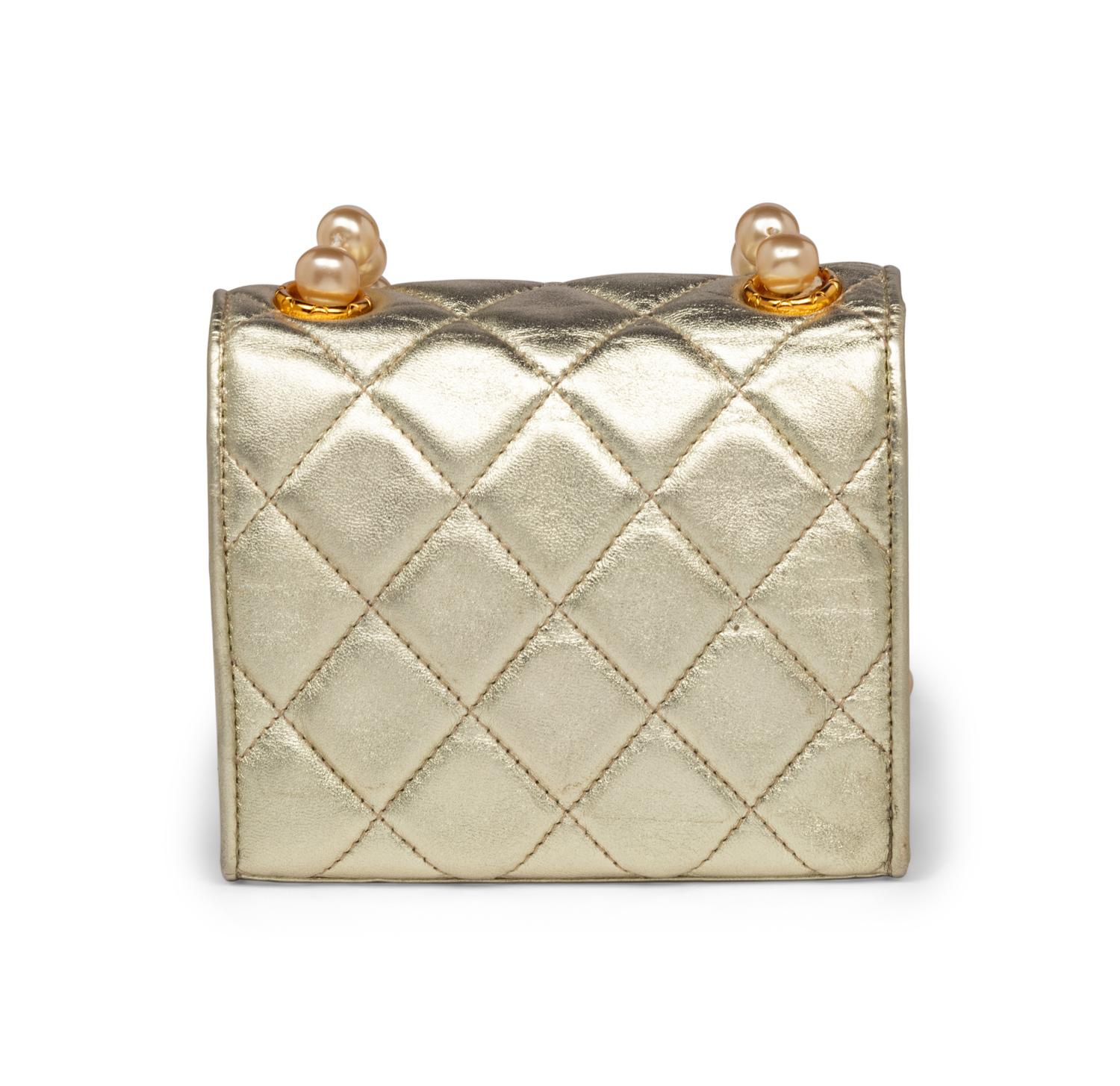 Chanel Mini Bag in Quilted Lambskin with Faux Pearl Strap