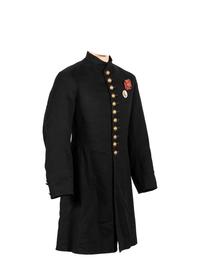 [CIVIL WAR]. GAR veteran's frock coat IDd to R.F. Woods with V Corps badge & Dept. of Iowa button.