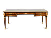 An Empire Style Cross Banded Walnut and Ebonized Bureau Plat