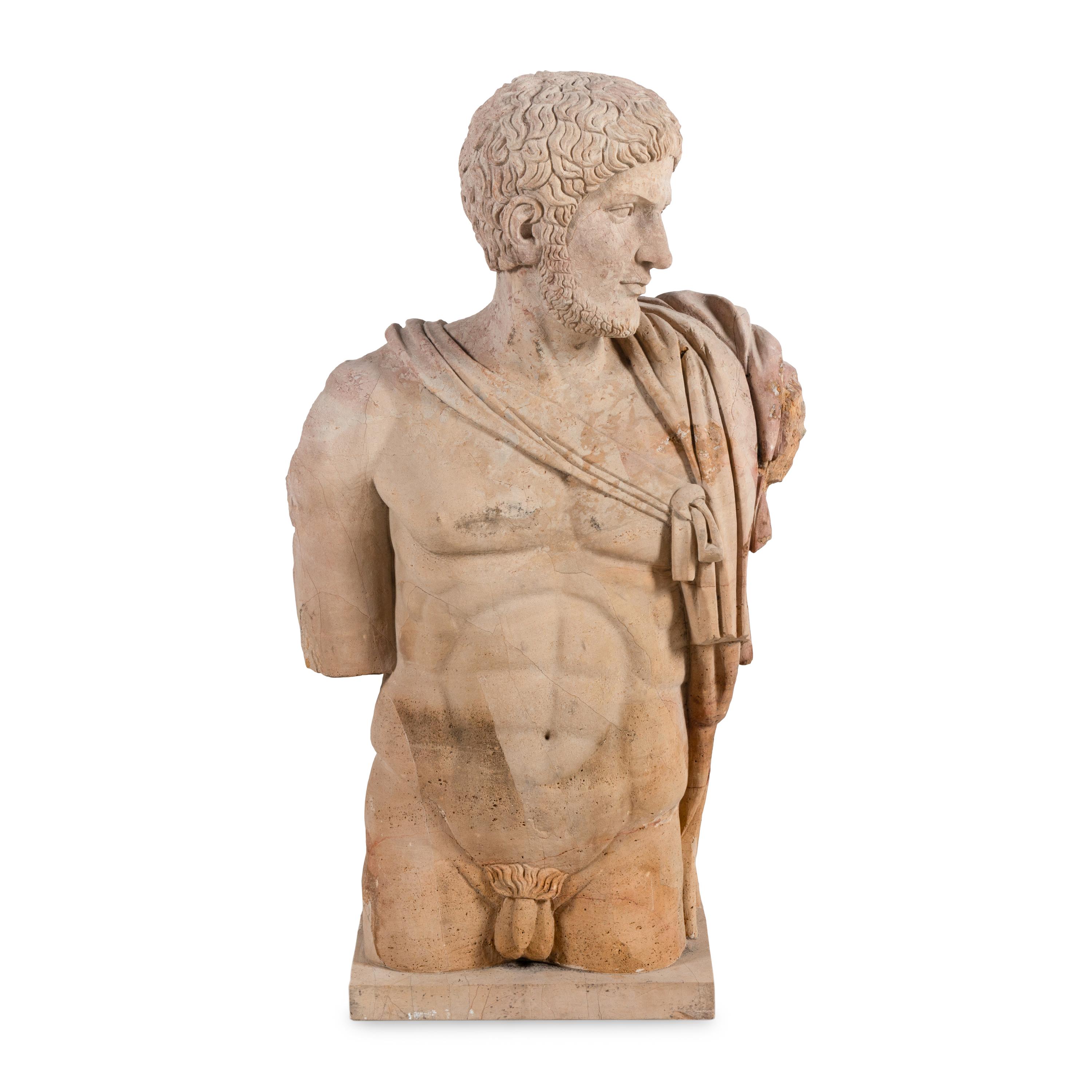 A Roman Style Carved Stone Torso of a Man