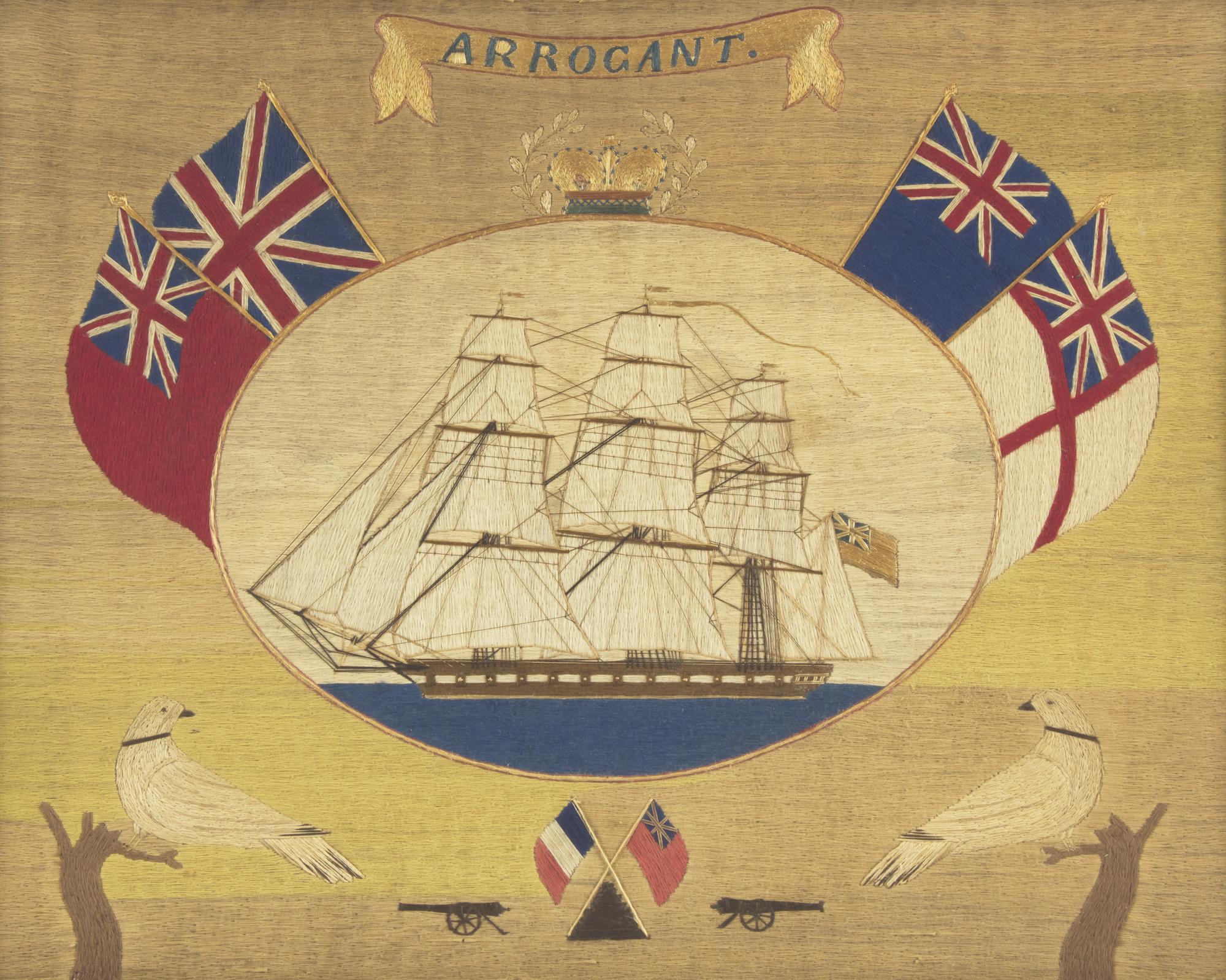 Two Sailor-Made Woolwork Pictures, England, 19th Century