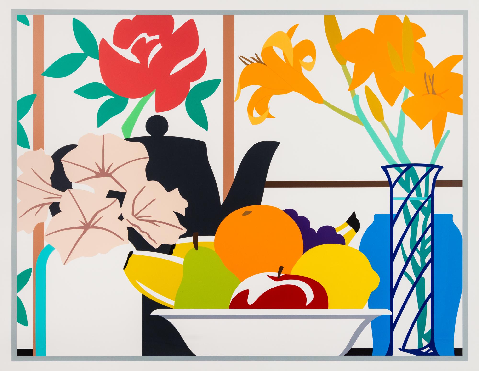 Tom Wesselmann, (American, 1931-2004), Still Life with Petunias, Lilies and Fruit, 1988