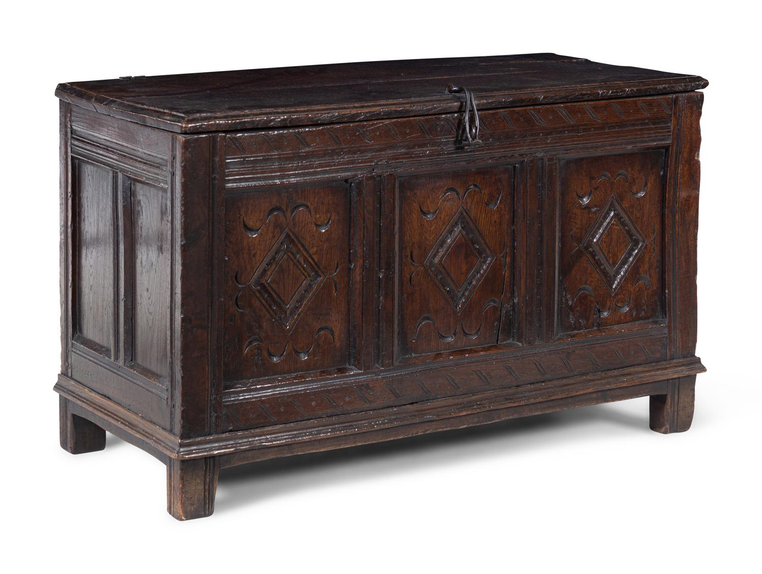 A Charles II Carved Oak Blanket Chest
