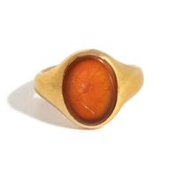 A Neoclassical Gold and Carnelian Finger Ring with the Bust of a Deity — Hallmarks stamped on the inside