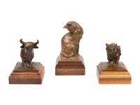 Three Sculptures: Cat , edition 25/100; Bear , edition 5/100; and Steer Head , edition 5/100