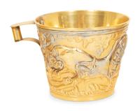 Three Greek Brass and Silver Vapheio Style Cups
