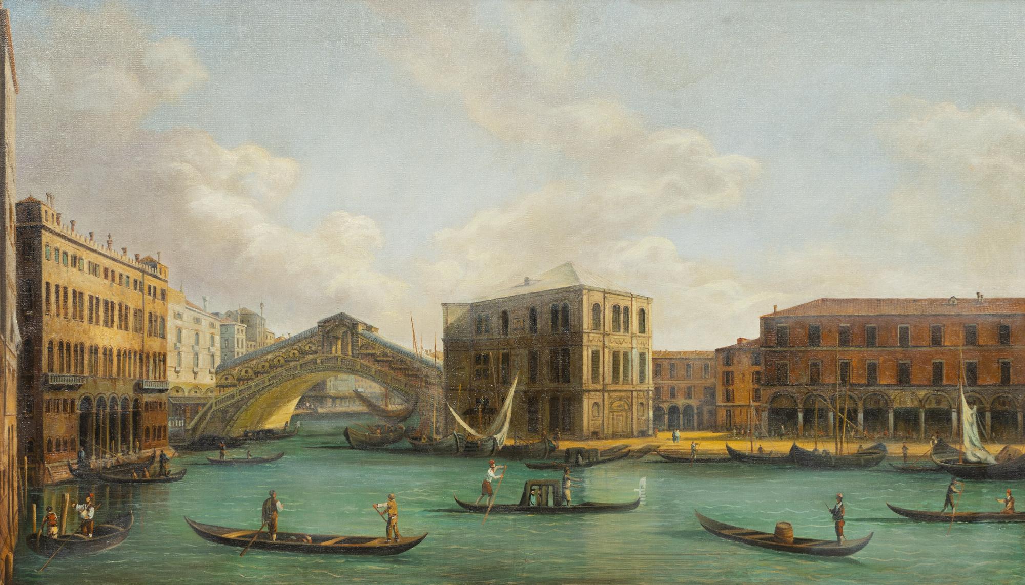 Venice, a view of the Grand Canal and the Rialto Bridge from the North