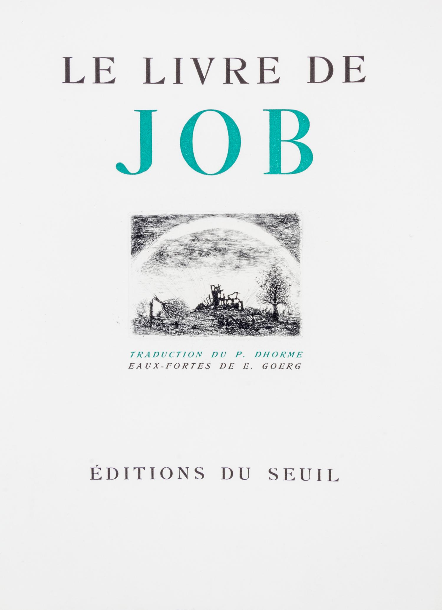 (GOERG, EDOUARD) DHORME, P. Le livre dr Job. Paris, 1946. Limited.