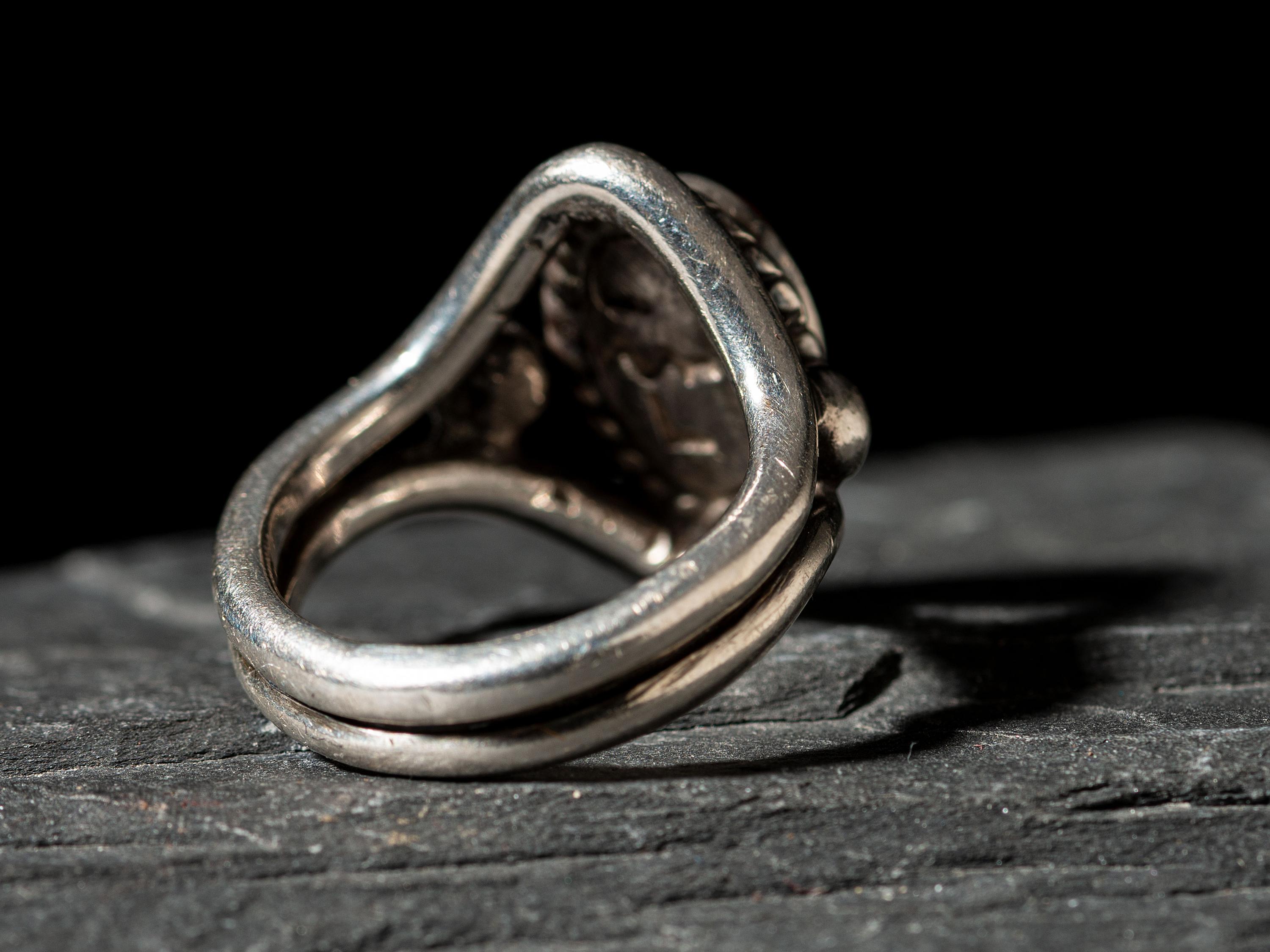 Silver and Coral Ring