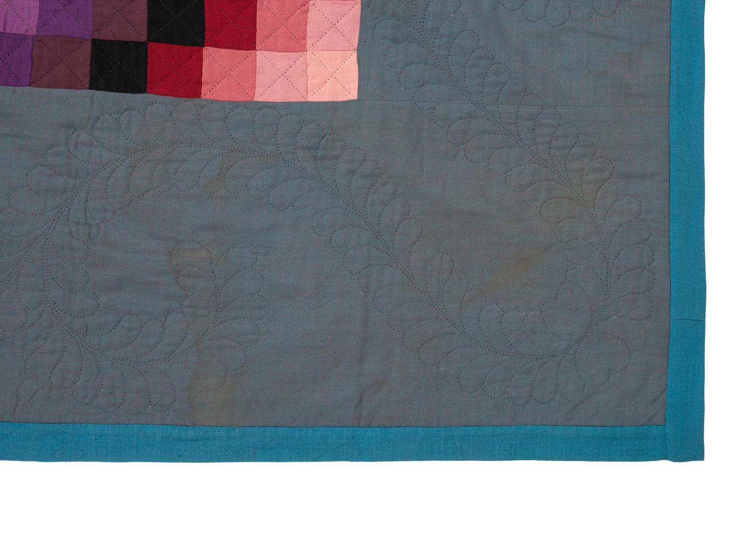 An Amish Sunshine and Shadow Pieced Cotton Quilt