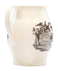 A Liverpool Transfer-Printed Creamware 'Union to the People of America' Pitcher