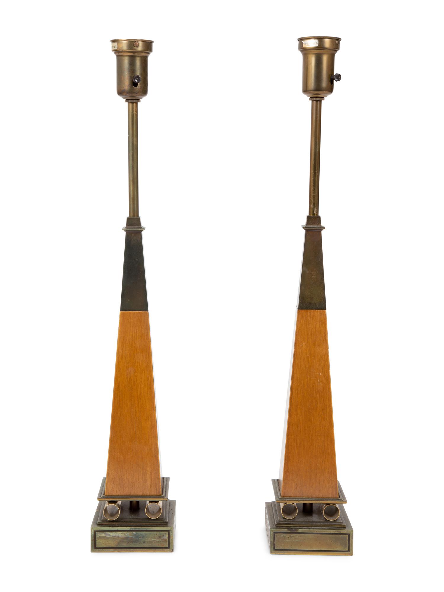 A Pair of Tommi Parzinger for Stiffel Obelisk-Form Table Lamps — 20TH CENTURY