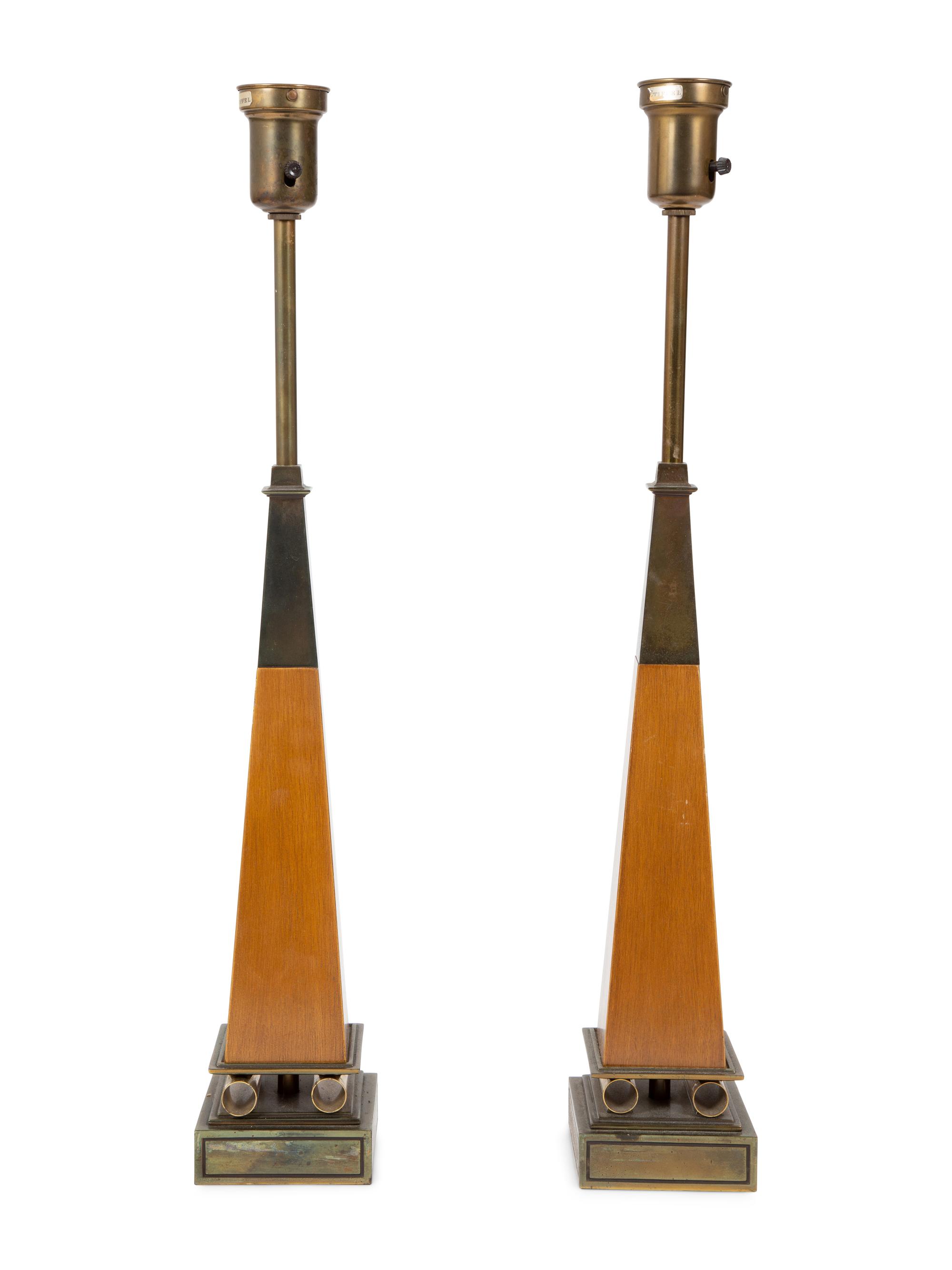 A Pair of Tommi Parzinger for Stiffel Obelisk-Form Table Lamps — 20TH CENTURY