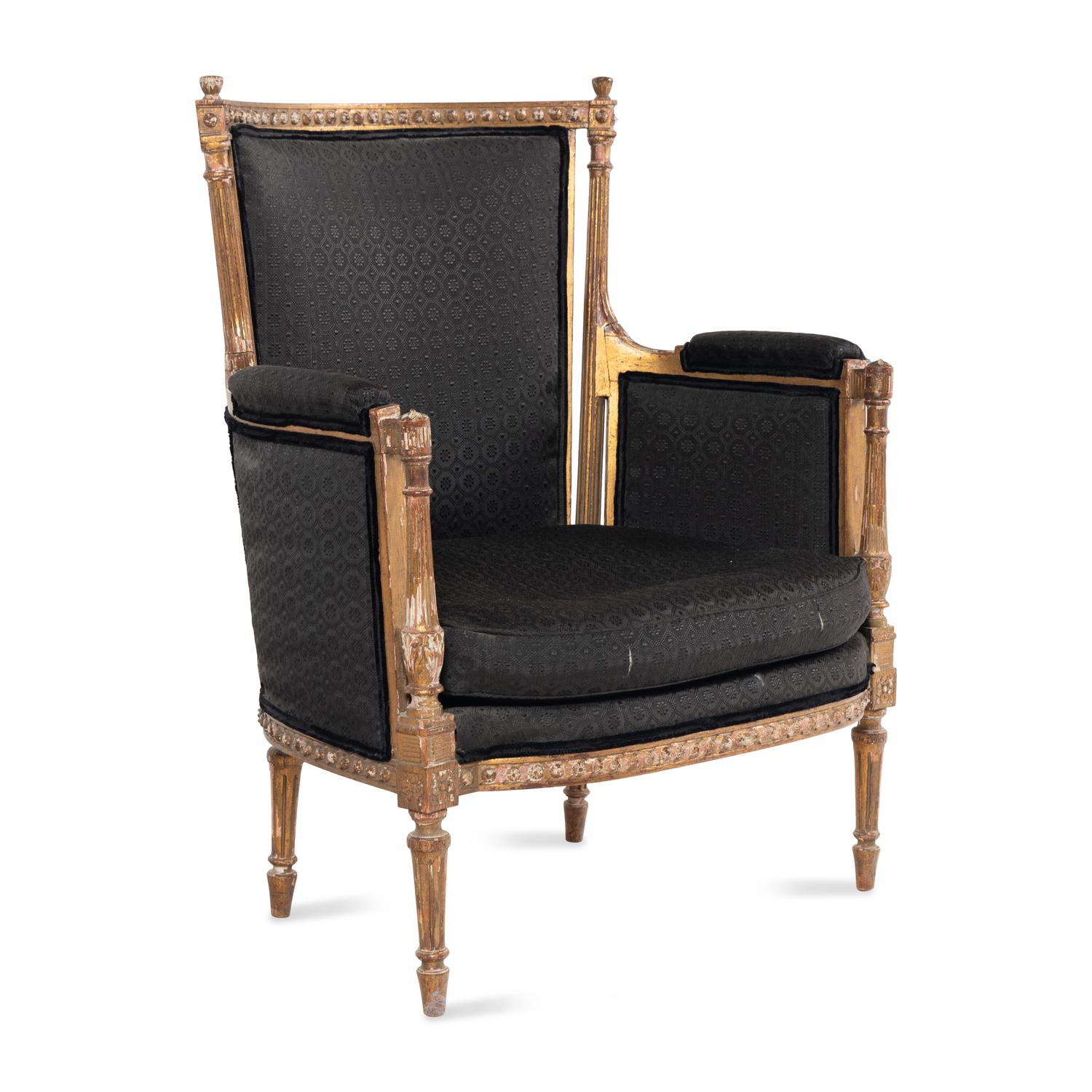 A Louis XVI Style Giltwood Bergère