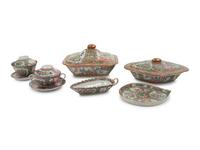A Large Collection of 128 Export Rose Medallion Porcelain Wares