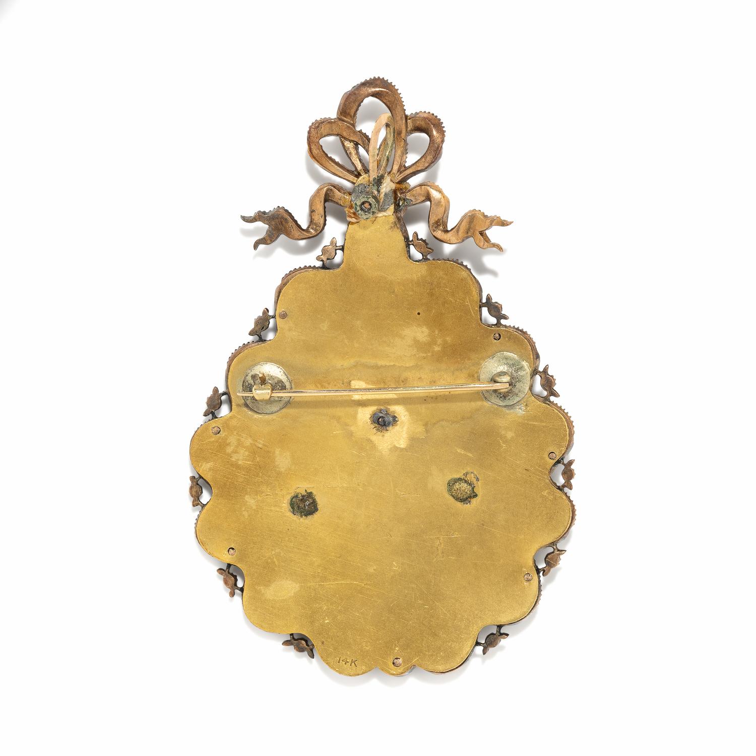 DIAMOND AND ENAMEL SUN AND MOON BROOCH