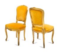 A Pair of Louis XV Style Giltwood Side Chairs