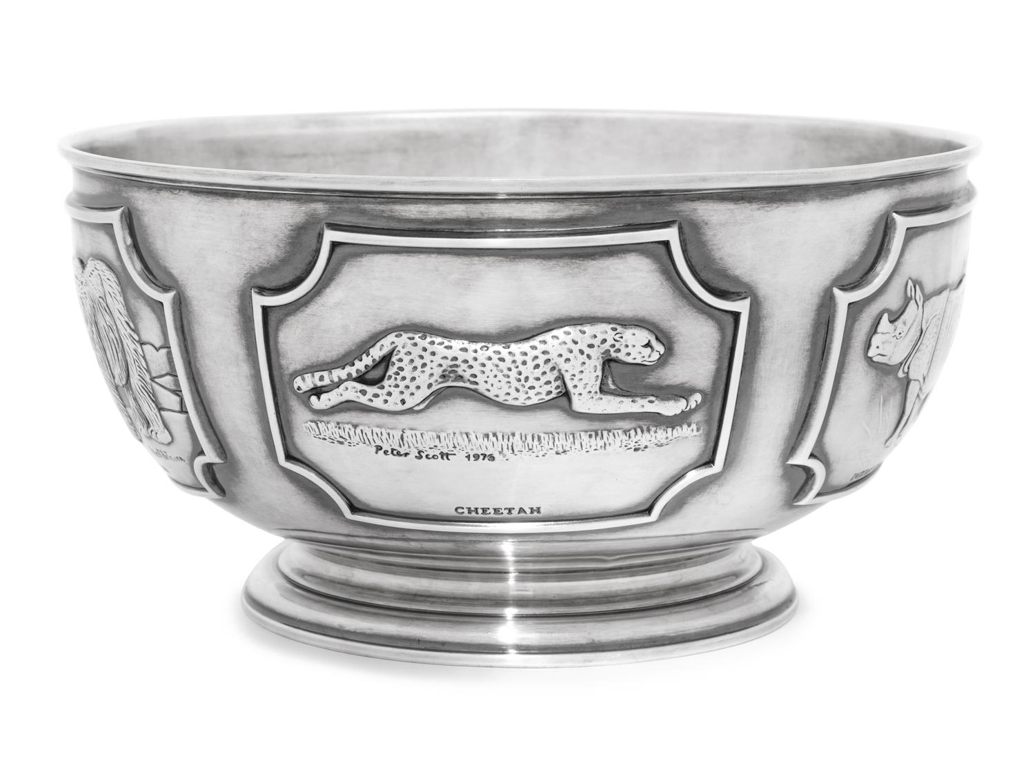 An English Silver Limited Edition World Wildlife Fund Center Bowl