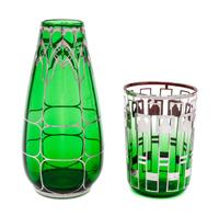 Two Silver Overlay Glass Articles Height of tallest 7 1/2 inches.