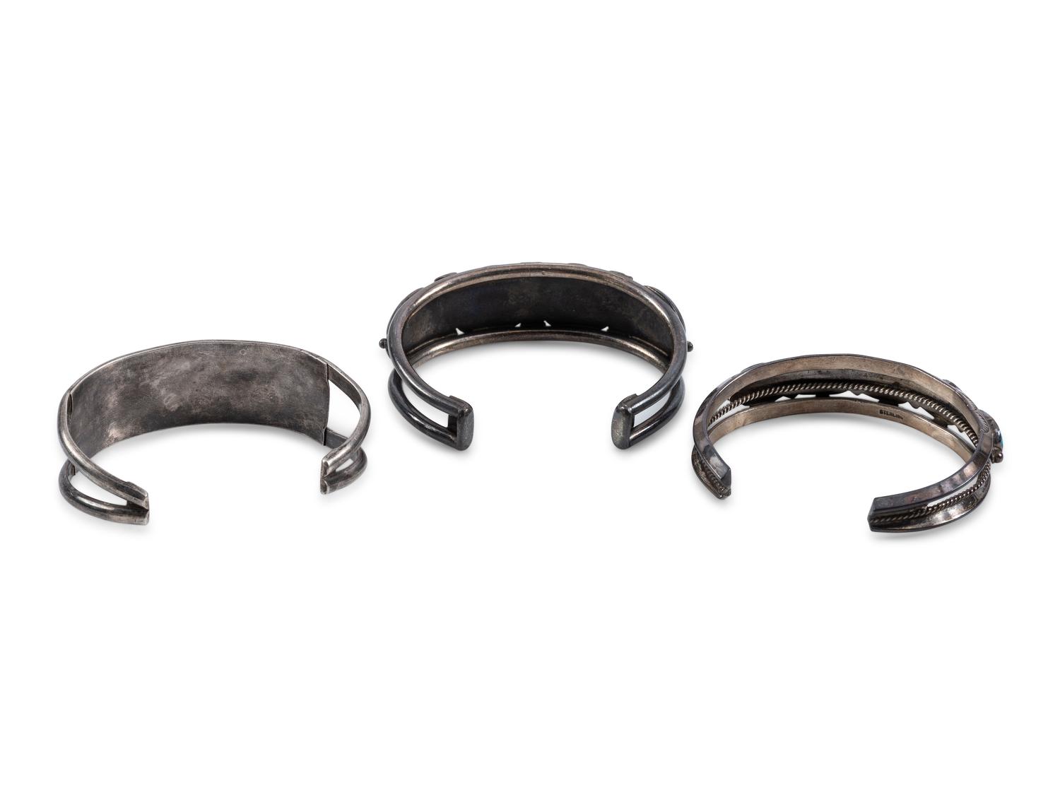 Navajo Silver and Turquoise Cuff Bracelets