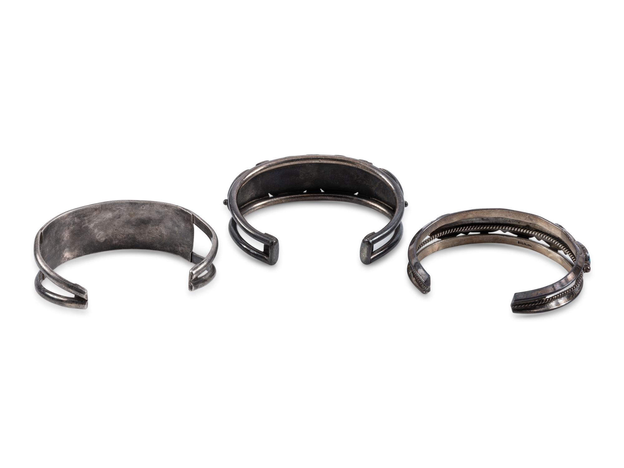 Navajo Silver and Turquoise Cuff Bracelets