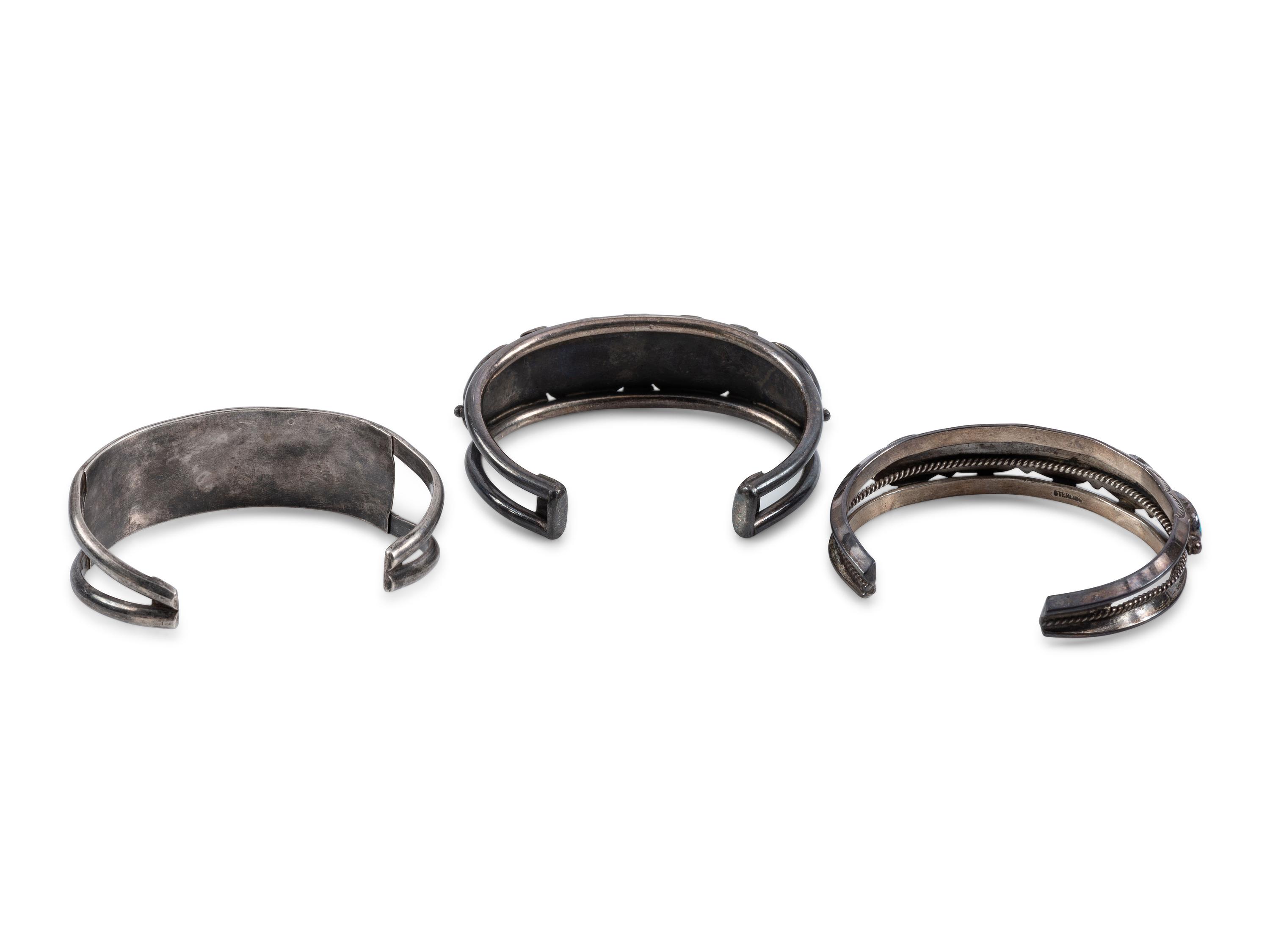 Navajo Silver and Turquoise Cuff Bracelets