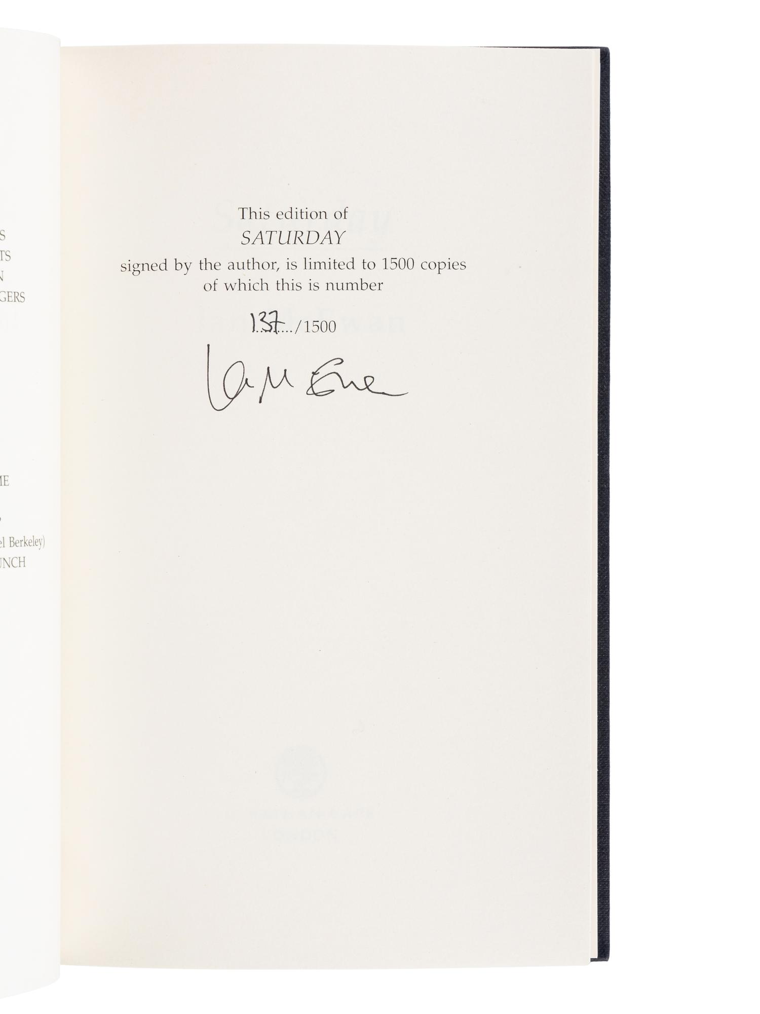 McEWAN, Ian (b. 1948). A group of 6 novels by McEwan, MOST SIGNED, comprising: