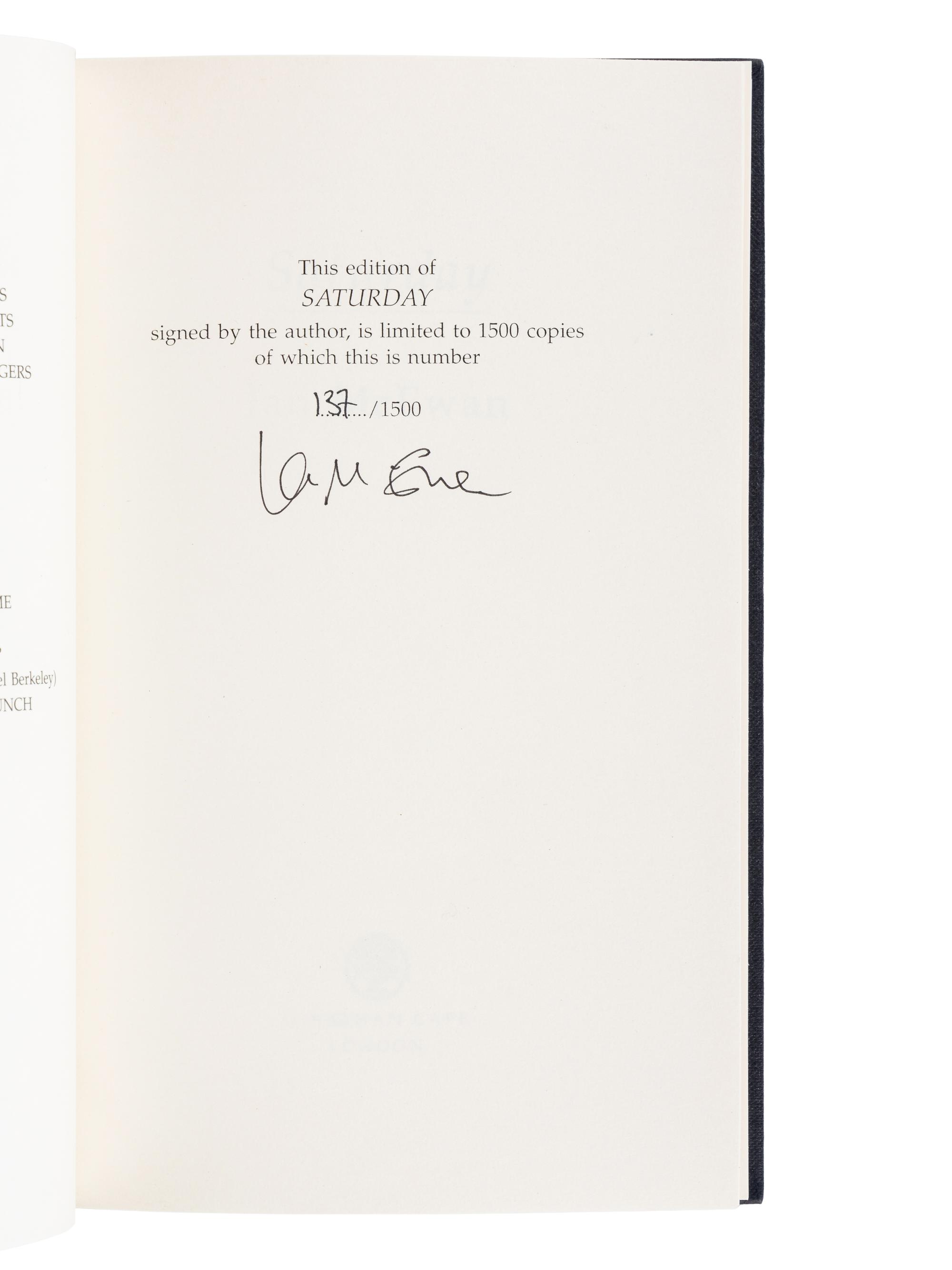 McEWAN, Ian (b. 1948). A group of 6 novels by McEwan, MOST SIGNED, comprising: