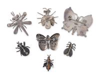 Navajo and Zuni Silver Bug Jewelry, with Inlay
