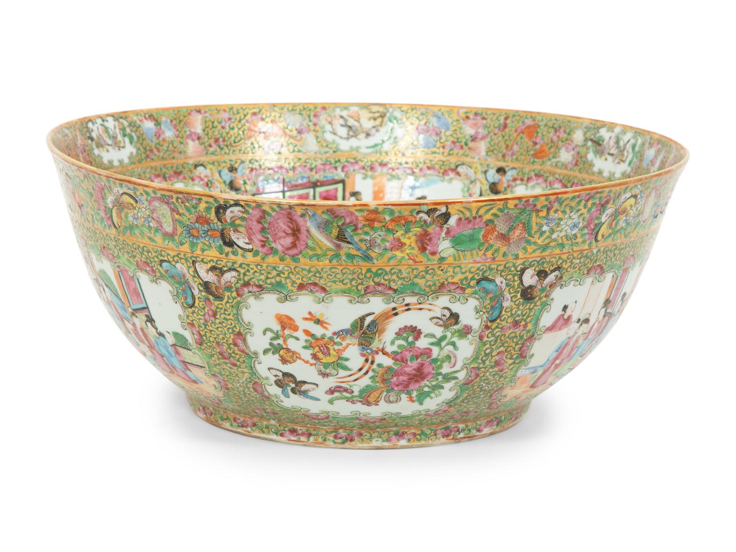 A Rose Canton Porcelain Punch Bowl