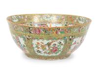 A Rose Canton Porcelain Punch Bowl