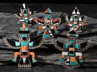 Zuni Mosaic Inlay Knifewing Pendants / Pins