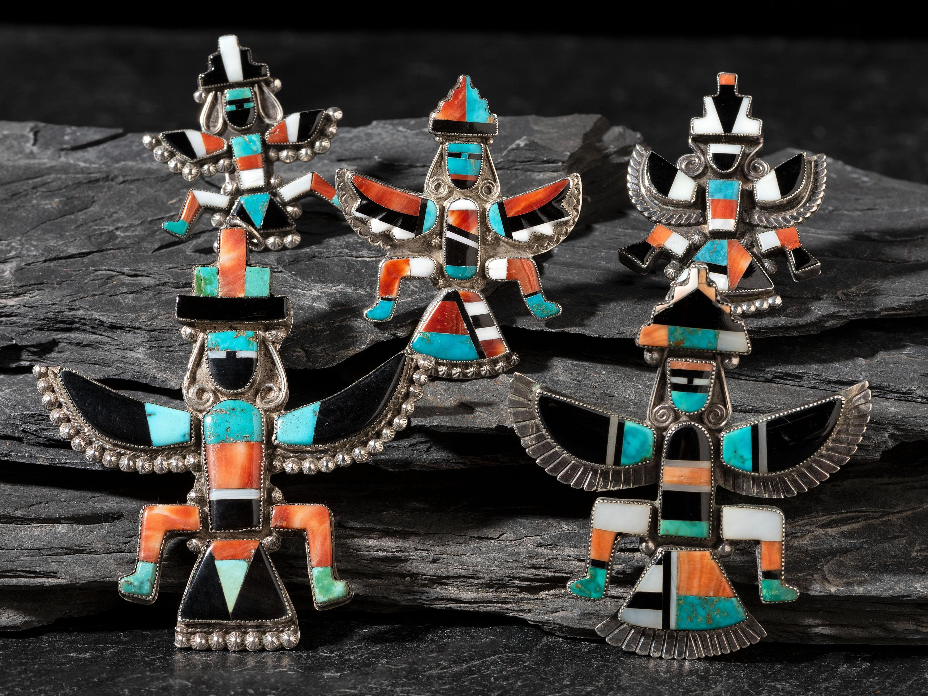 Zuni Mosaic Inlay Knifewing Pendants / Pins