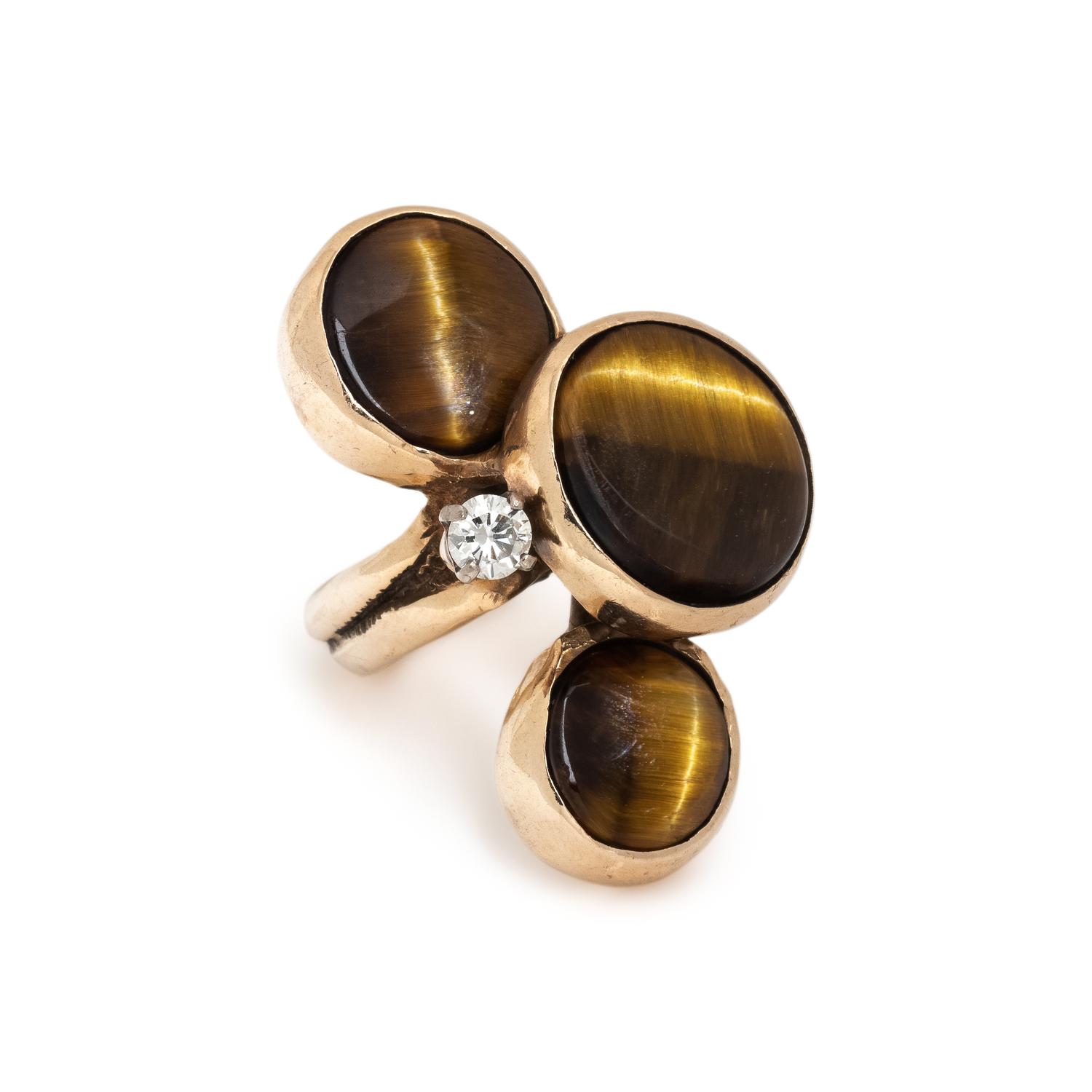 TIGER'S EYE AND DIAMOND RING