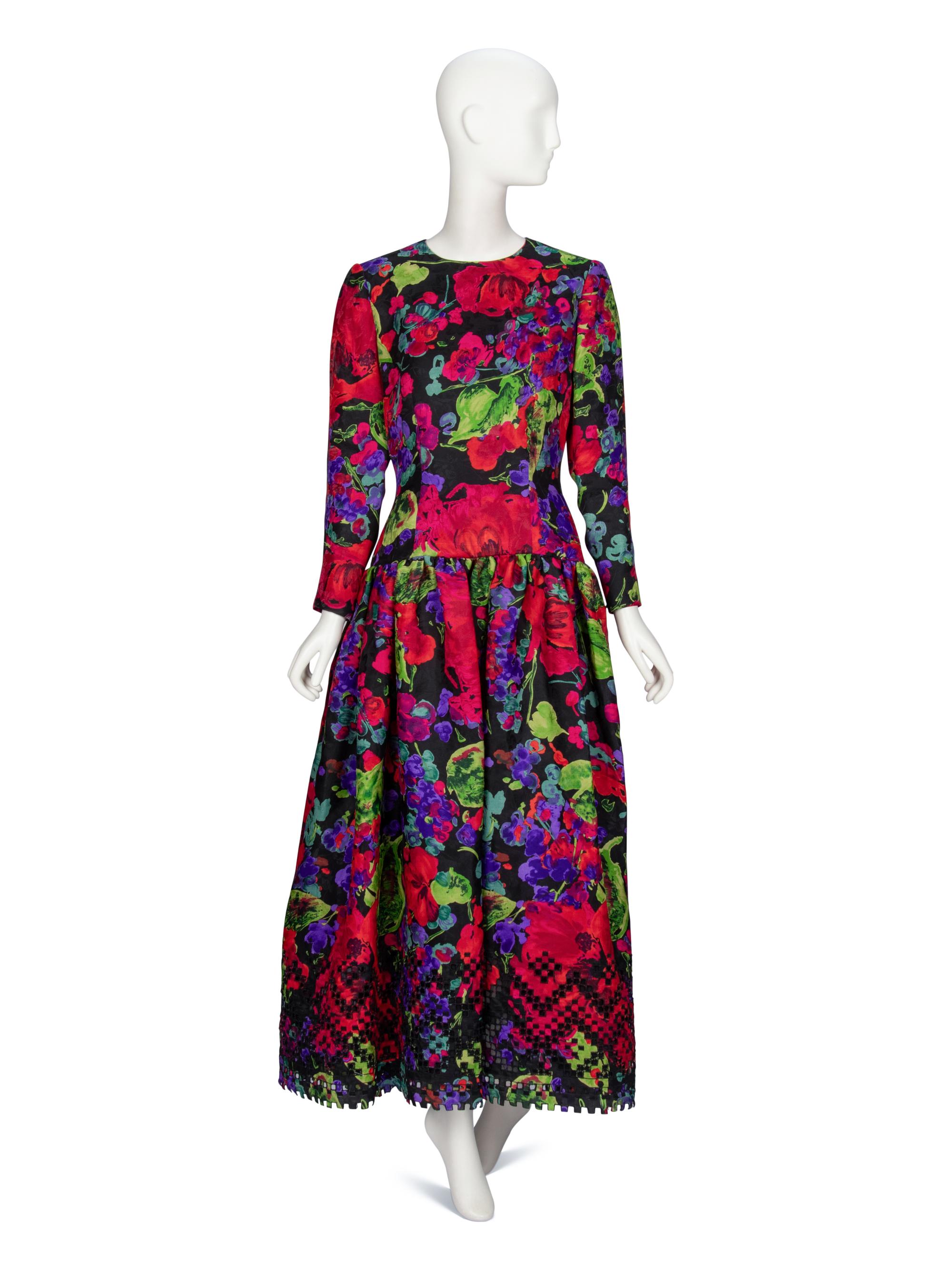 Oscar de la Renta, Floral Print Gown