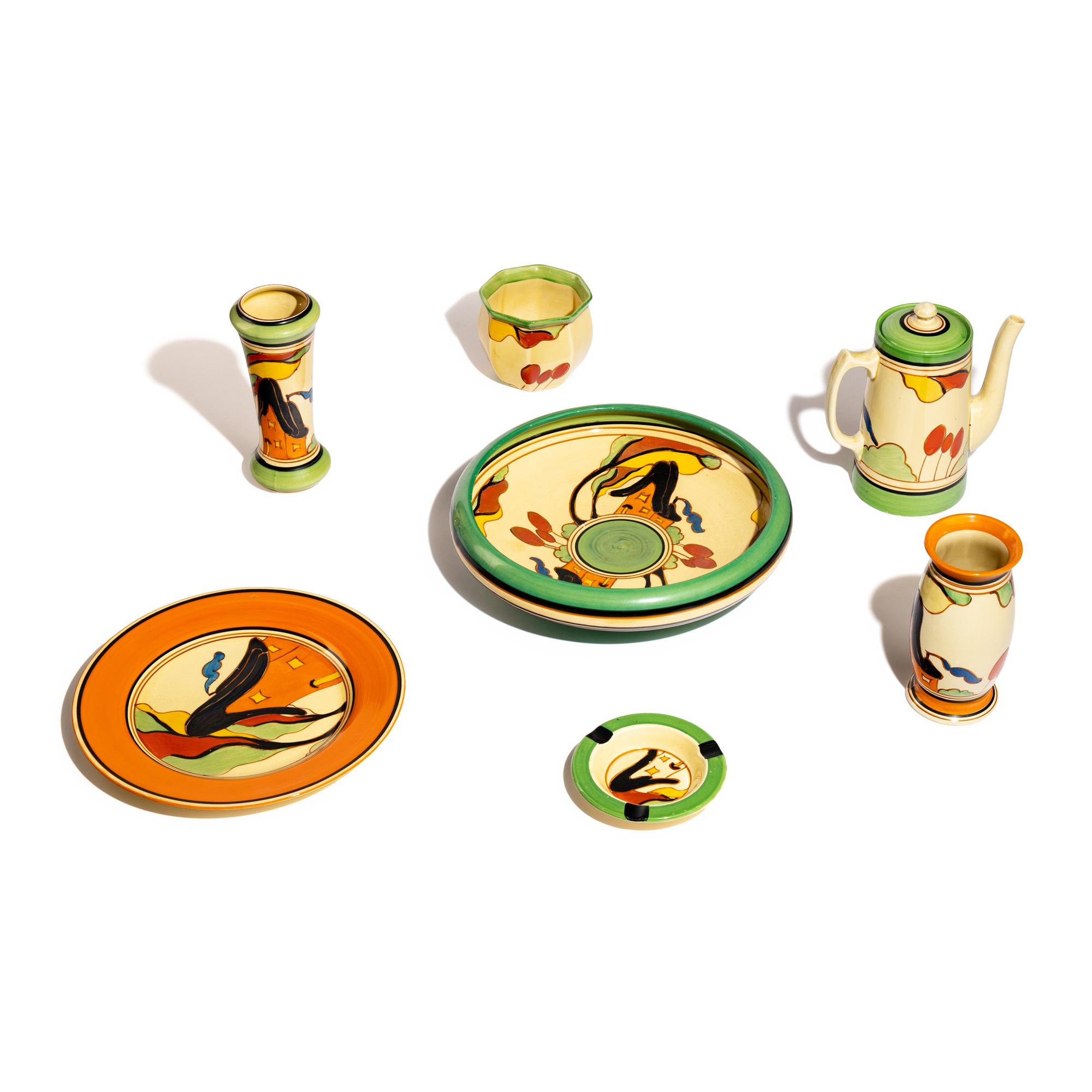 Orange House pattern, Group of 7 items, c. 1930-32