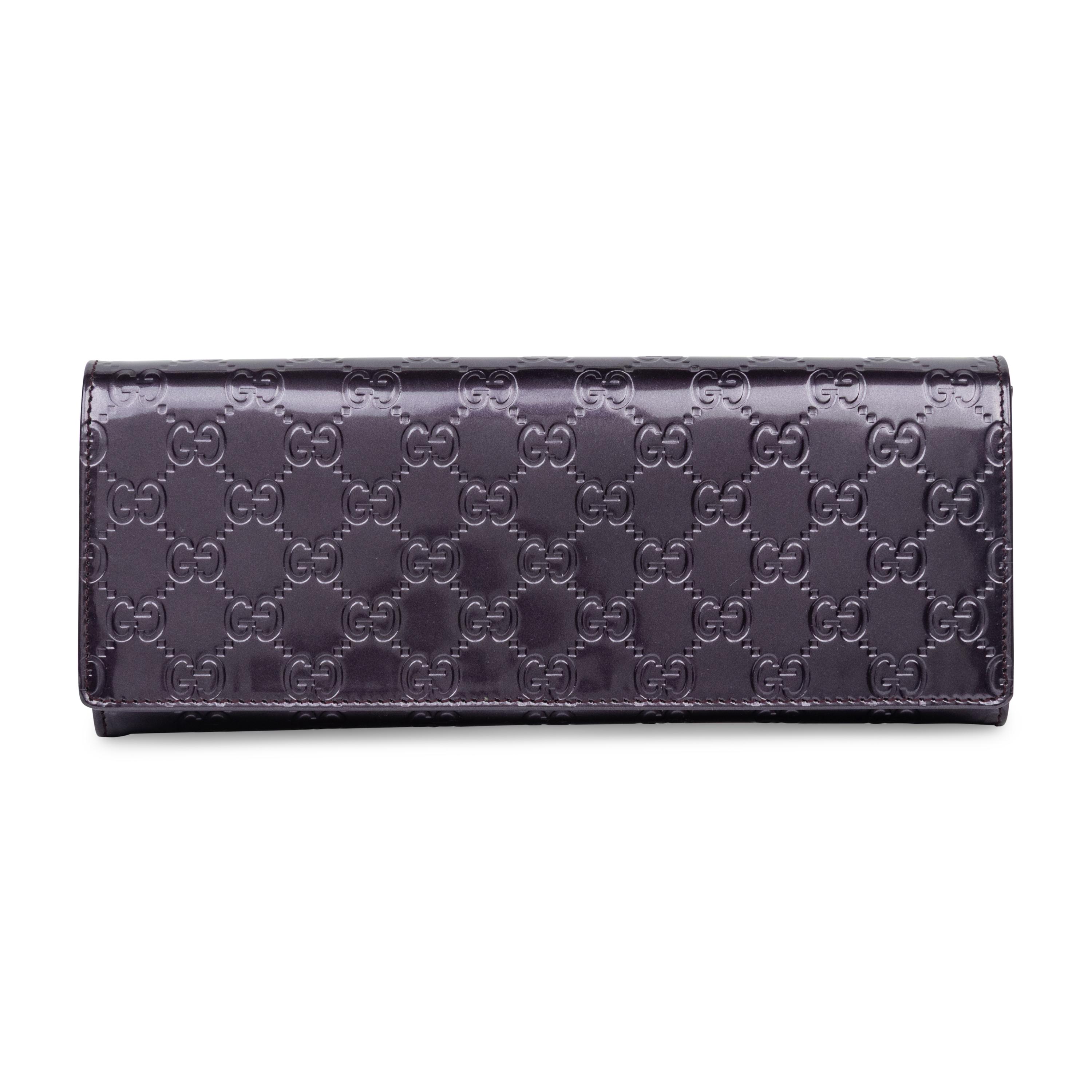 Gucci, Purple Patent Monogram Clutch
