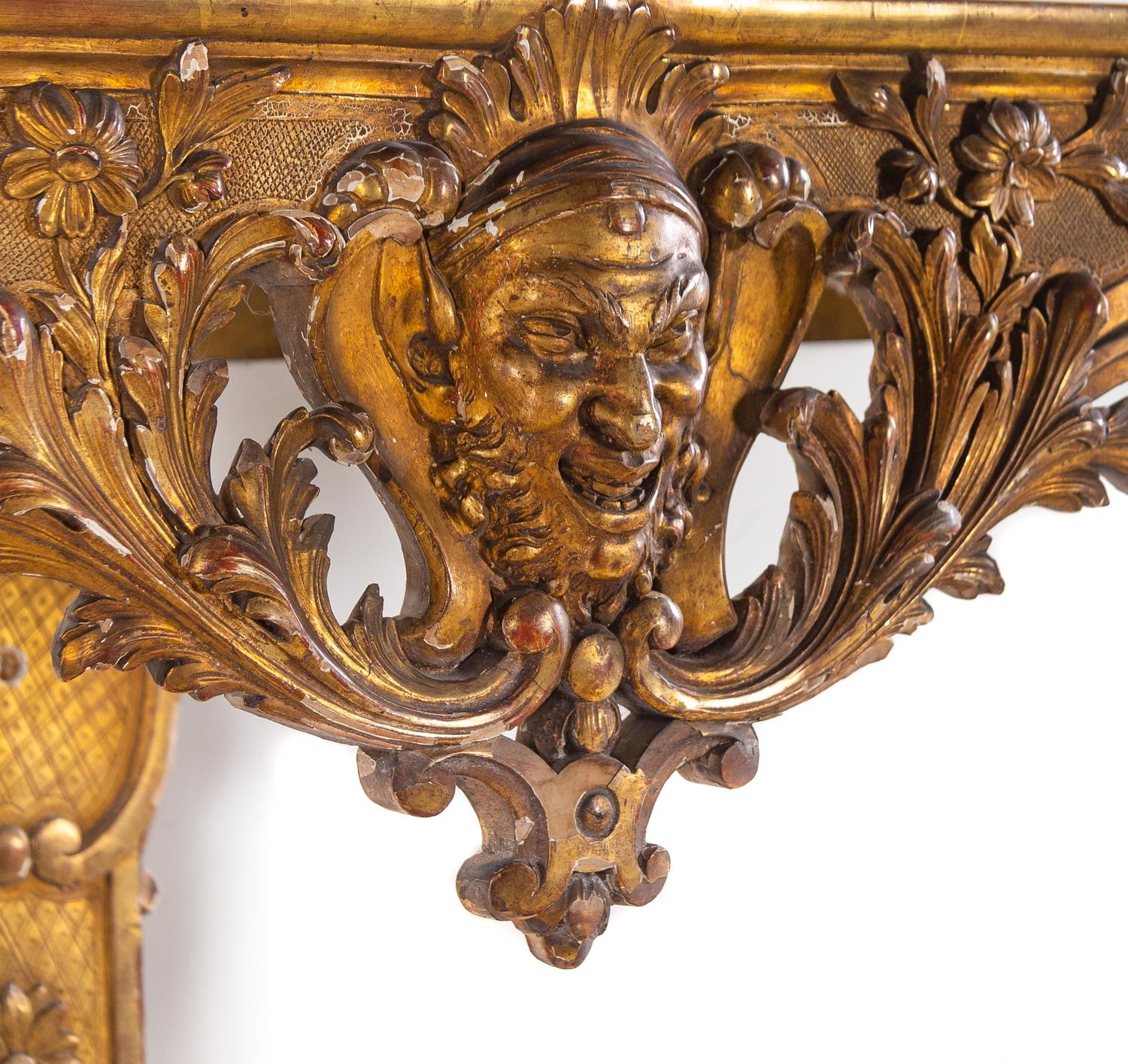 A Louis XV Style Giltwood Marble-Top Console Table