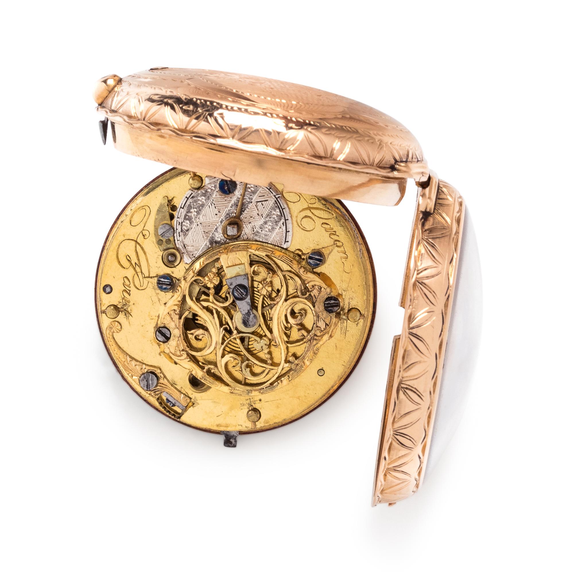 GILT-METAL OPEN FACE POCKET WATCH