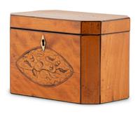 A George III Satinwood and Marquetry Tea Caddy
