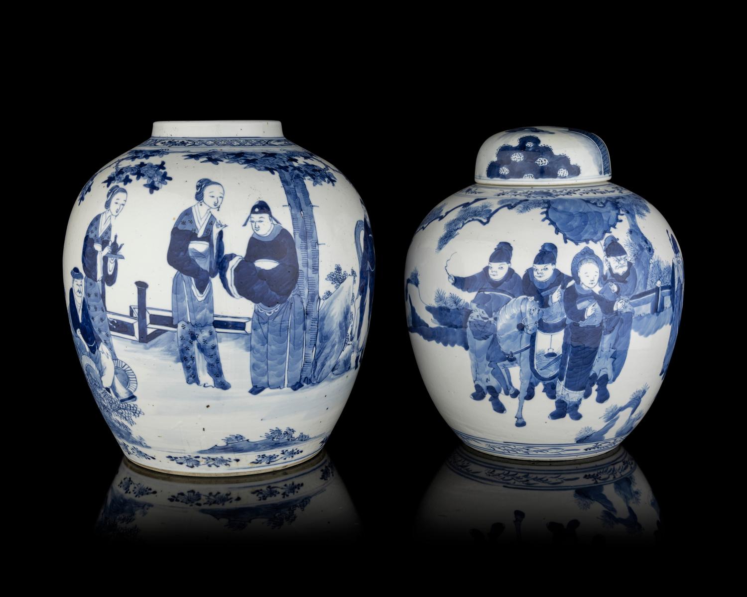 Two Chinese Blue and White Porcelain Jars