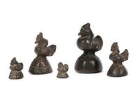 A Group of Five Bronze Brahmani Duck Weights