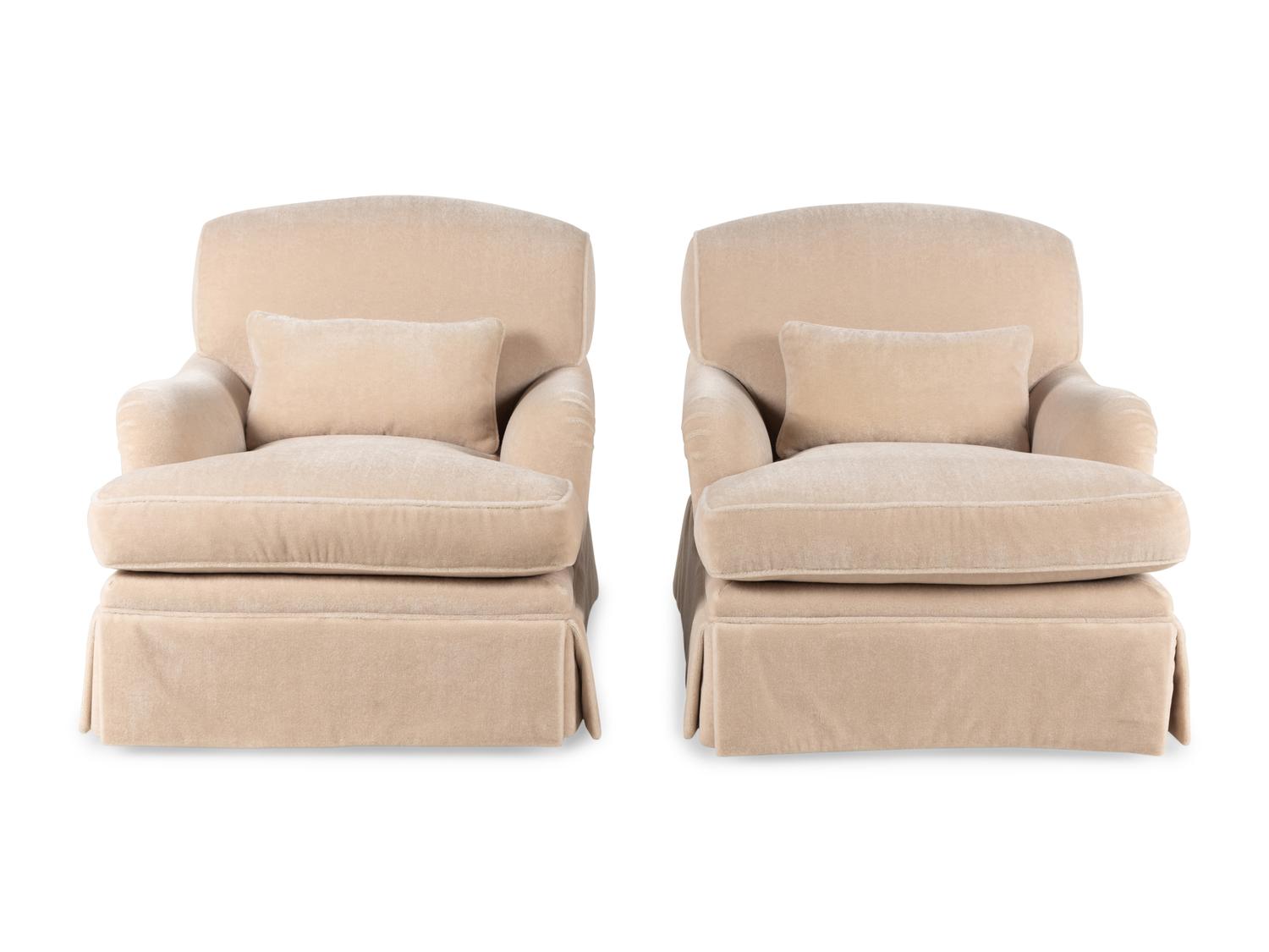 A Pair of Velvet-Upholstered Armchairs