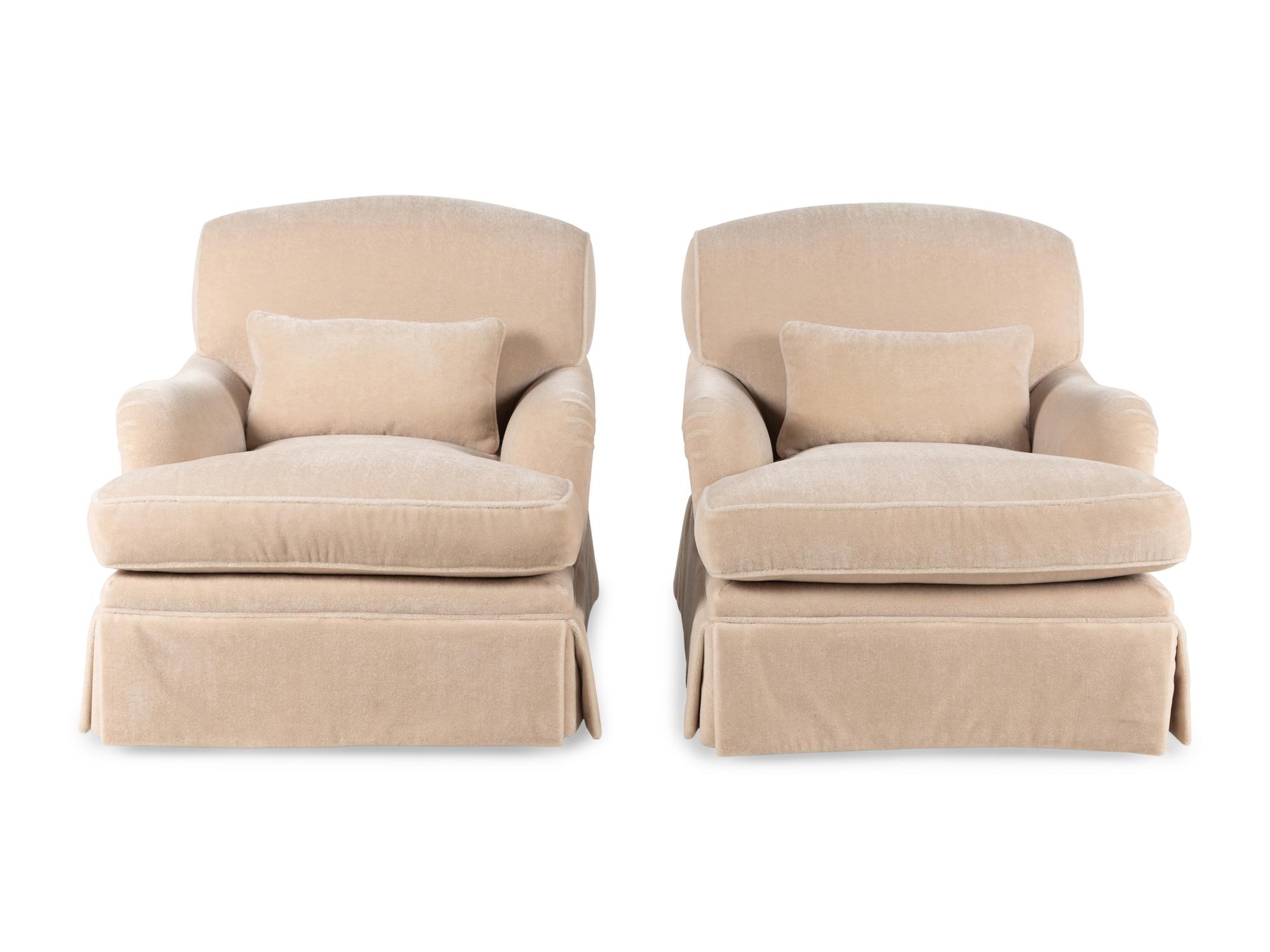 A Pair of Velvet-Upholstered Armchairs