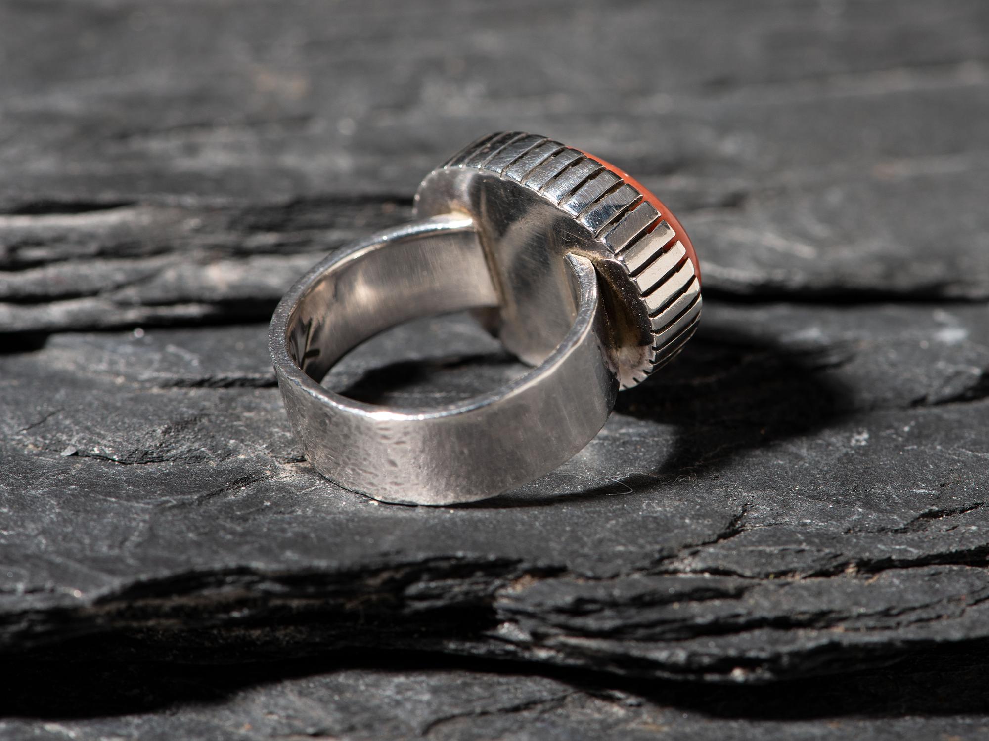 Sterling Silver and Coral Ring