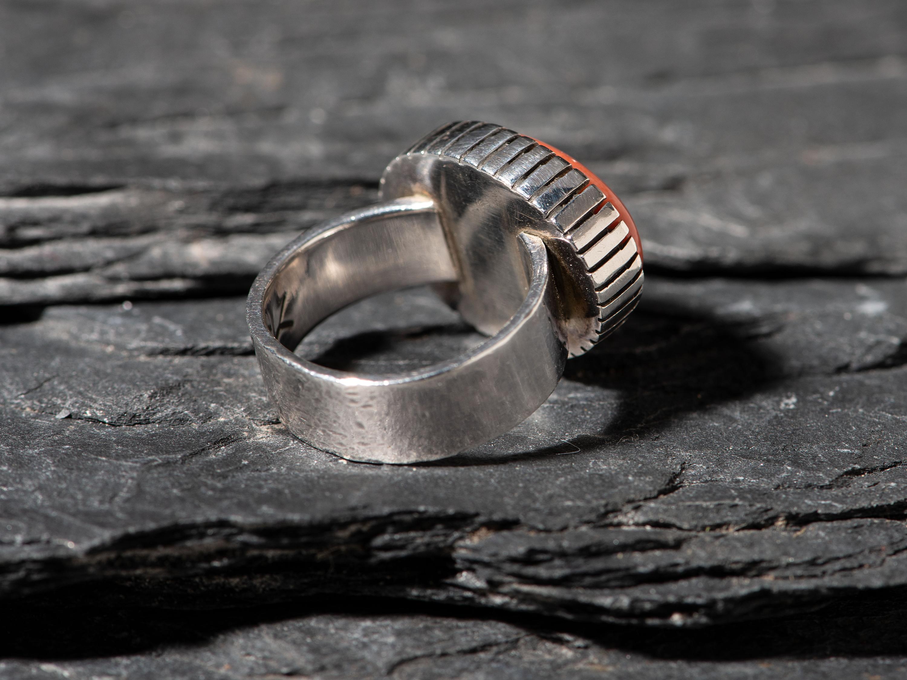 Sterling Silver and Coral Ring