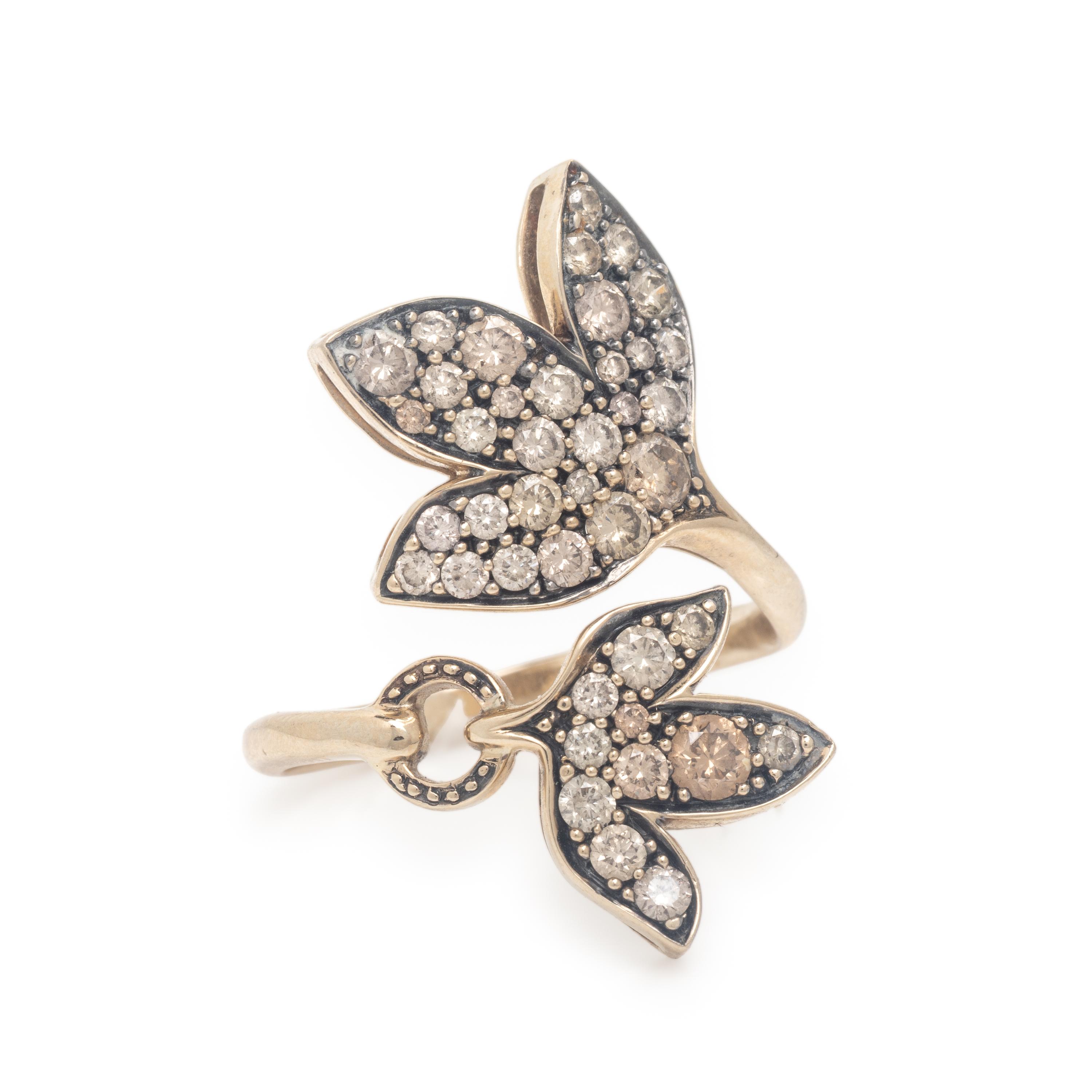 H. Stern, 'Hera', Bicolor Gold and Colored Diamond Leaf Bypass Ring