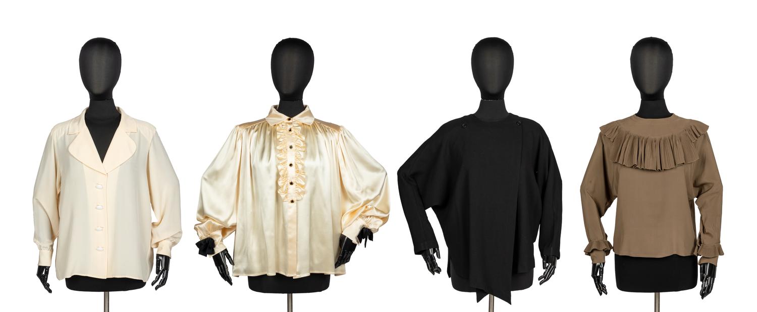 Four Designer Tops: Two Yves Saint Laurent Rive Gauche & Two Chloé by Karl Lagerfeld, 1980-90s