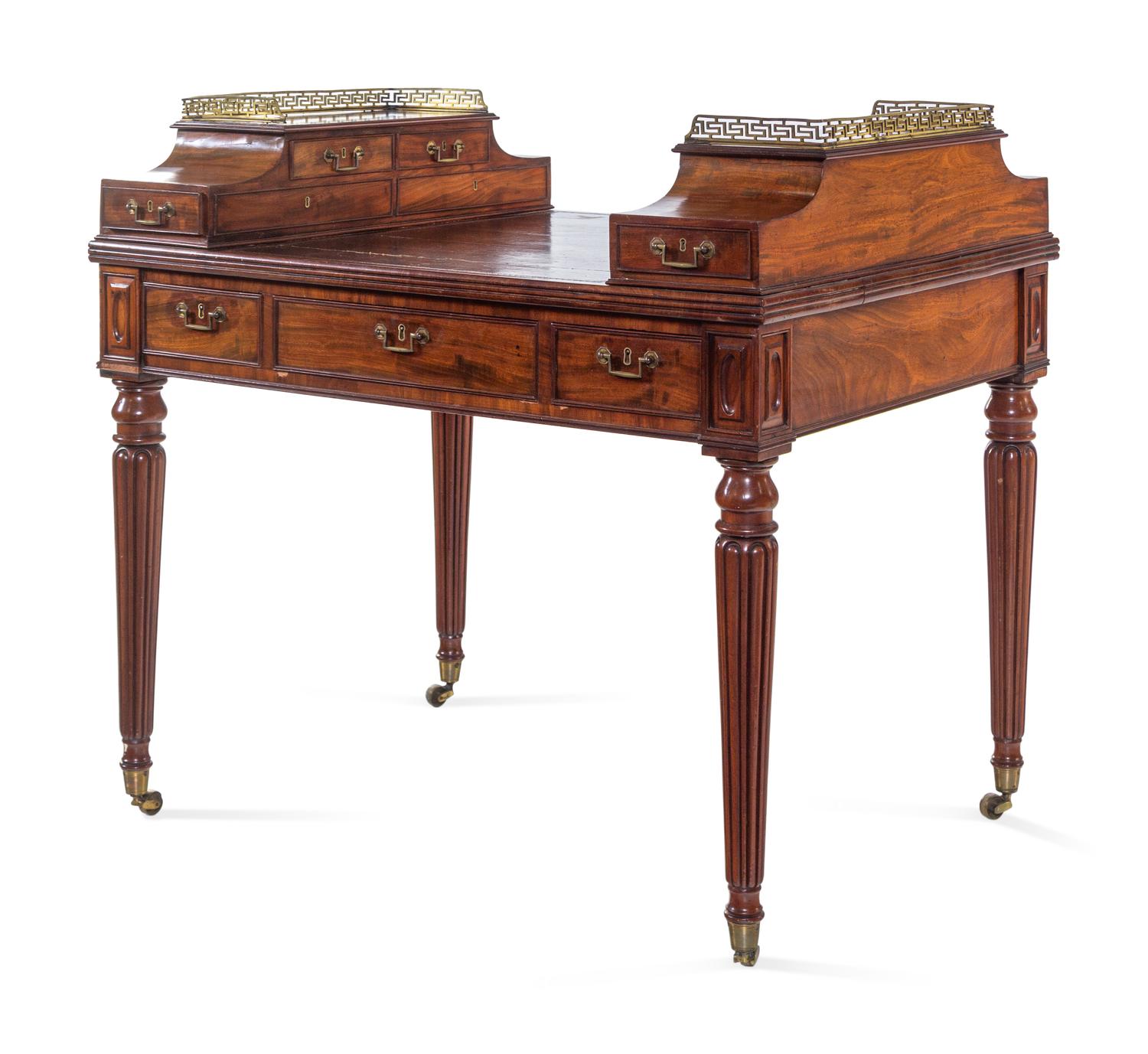 A Regency Brass Mounted Mahogany Writing Desk